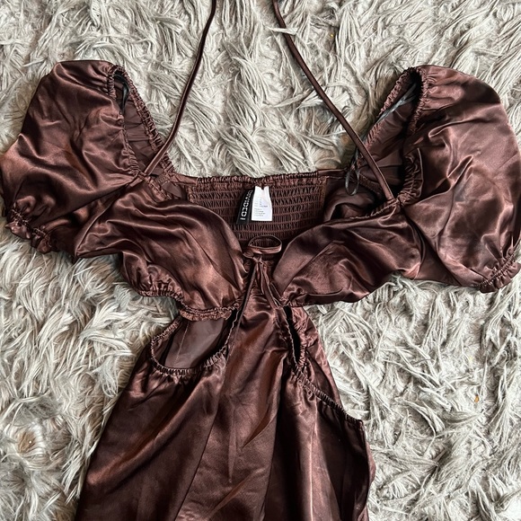 H&M Chocolate Brown Cut Out Dress Medium - Picture 2 of 4